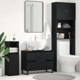 VidaXL Mobilier baie, chiuvetă neagră din stejar 80x33x60 cm din lemn prelucrat