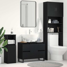 Mobilier baie, chiuvetă neagră din stejar 80x33x60 cm din lemn prelucrat