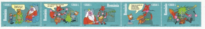 Romania, LP 1572/2001, Benzi desenate, straif de 5 marci, MNH