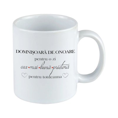 Cana alba personalizata pentru domnisoare de onoare, INOVATIX&amp;reg;. 330ml foto