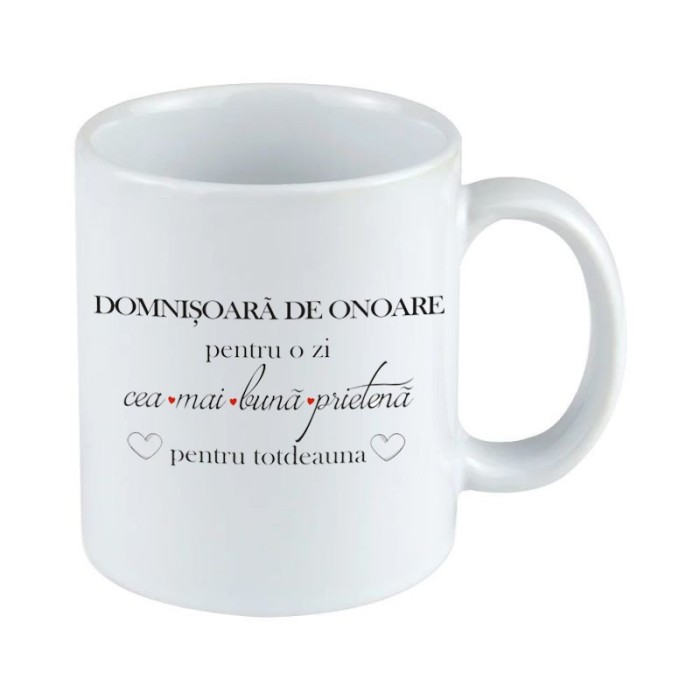 Cana alba personalizata pentru domnisoare de onoare, INOVATIX&reg;. 330ml