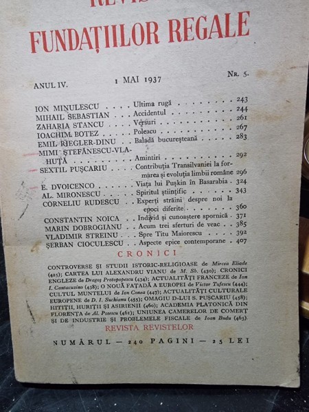 Revista Fundatiilor Regale Anul IV 1 Mai 1937 Nr. 5