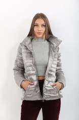Geaca matlasata argintie din material lucios Lola Liza foto