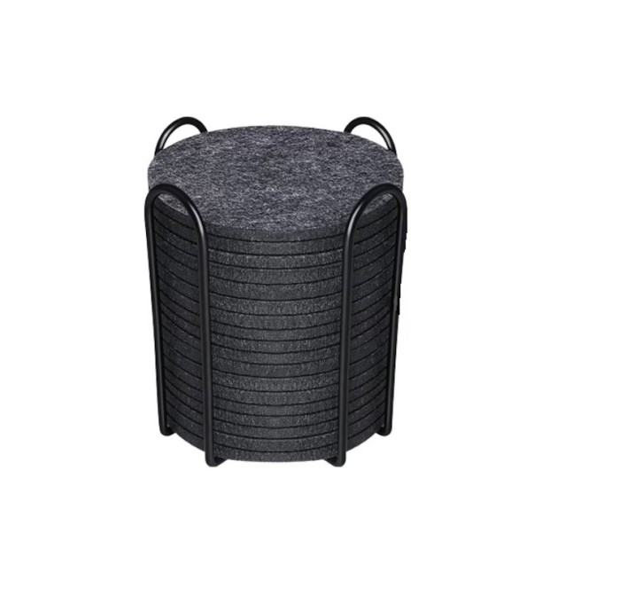Set 18 suporturi pentru pahare Hoomil, D 10 cm, pasla, gri inchis