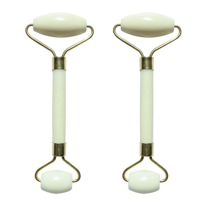 Set 2 aparate pentru masaj facial, Piatra de jad, 14x5x5cm, Alb foto