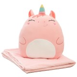 Patura 2in1 pentru Pat sau Canapea, Model Jucarie Unicorn cu Spatiu de Depozitare Patura, Microfibra, 1x1.7 m, Roz