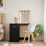 Cumpara ieftin Masă de toaletă cu LED-uri, negru, 90x42x132,5 cm