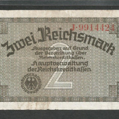 GERMANIA NAZISTA 2 MARCI REICHSMARK 1940 [33] P- 137a , 7 cifre , Litera J