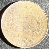 ITALIA 500 LIRE 1961/ Argint(.835)/ 11 g. / 29,3 mm./ MONEDA DIN FOTO