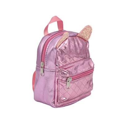 Rucsac cu urechi pentru copii, Roz metalizat, 16x7x16 cm, ATU-089857 foto