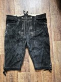 Pantaloni piele naturala scurti Lederhosen marime mare XL-XXL stil traditional german austriac broderie costum Oktoberfest vanatoare colectie retro