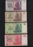 Set Zimbabwe 1 + 5 + 10 + 20 + 100 + 500 + 1000 dollars 2007 F-VF-XF, Africa