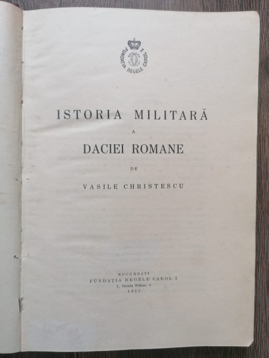 Vasile Christescu Istoria militara a Daciei romane