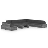 Cumpara ieftin Set mobilier de gradina cu perne, 10 piese, gri, poliratan