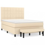 Cumpara ieftin Pat continental cu saltea, crem, 140x200 cm, material textil