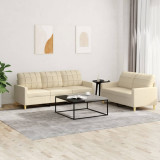 VidaXL Set de canapele cu perne, 2 piese, crem, textil
