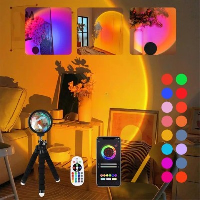 Lampa led tip proiector cu 16 culori, flippy, rotire 360 de grade, incarcare usb, cu telecomanda, intrerupator, pentru podea, tavan, perete, 26x12 cm, foto