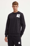 The North Face bluza Fine Crew barbati, culoarea negru, cu imprimeu, NF0A89EVJK31