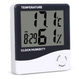 Termometru Meteo FOXMAG24&reg; profesional cu Higrometru Digital Interior si Exterior, Display LCD, Design Slim, Ceas, Valori Min/Max