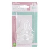 Tetine din Silicon pentru Biberon cu G&acirc;t Larg, Flux Mediu, 2 buc, 3m+, Transparente, CMCLASS