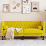 Cumpara ieftin Canapea Chesterfield cu pernuțe/2 locuri, galben, catifea