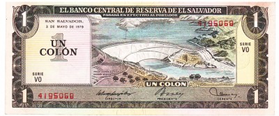 El Salvador 1 Colon 1979 P-125 aUNC foto
