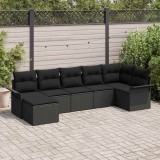 Cumpara ieftin Set de canapea de grădină de 7 piese cu perne, negru, din rattan sintetic.