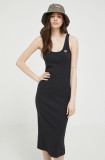 Champion rochie culoarea negru, midi, mulata