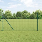 vidaXL St&acirc;lpi Gard Verde, 7 Buc, &Oslash;32mm, 170cm, Oțel Galvanizat, Exterior, Set Montaj Inclus