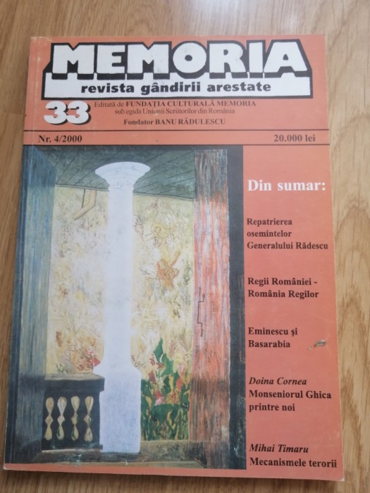 Memoria. Revista gandirii arestate 33 Nr. 4/2000