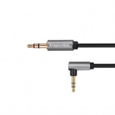 Cablu audio Kruger&amp;Matz, 2 x jack stereo 3.5 mm tata, 1 m, conector 90 grade