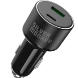 Cumpara ieftin Incarcator Auto Silver Monkey SMA014, 100W, 3A, 1 x USB-A - 1 x USB-C, Negru, Universal