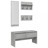 Set de mobilier pentru hol, 4 piese, gri beton, lemn prelucrat