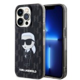 Husa iPhone 15 Pro Max Karl Lagerfeld Hardcase Monogram, Ikonik, negru, KLHCP15XHNKMKLK