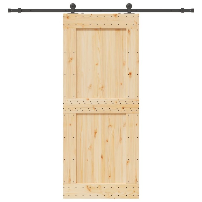 vidaXL Ușă glisantă cu set de feronerie 95x210 cm, lemn masiv de pin 3332722