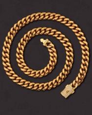 Lanț Bărbați Auriu Model Cuban Monaco, Masiv cu &Icirc;nchidere Decorativă, Bijuterie