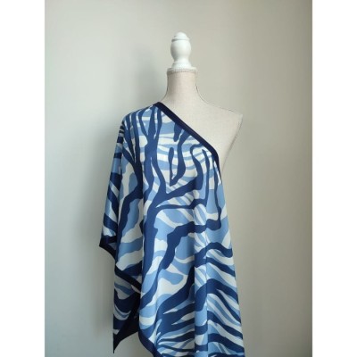Eșarfă mătase naturală Animal print - albastru/bleu foto