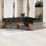 Gossi set canapea de gradina cu perne, 12 piese, gri, poliratan