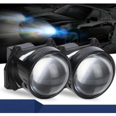 BZRSH Kit 2x Lupe Bi-LED 3 Inch 135W-150W 12-14V Lumina Alba Rece Faza Scurta Lunga