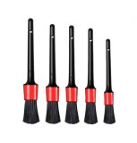 Set 5 pensule pentru Detailing si curatare interior-exterior auto, dimensiuni diferite, Negru-Rosu, Oem