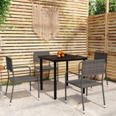 vidaXL Set mobilier de gradina, 5 piese, gri foto
