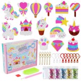 Set de broderie cu diamante pentru copii, diverse forme, accesorii incluse, multicolor