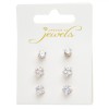 Cercei Stud Auriu 3 Perechi Piatră Albă Rotund Pătrat Stea - Cercei inox damă, aliaj metalic, eleganți, prindere sigură