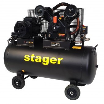 Stager HMV0.6/200-10 compresor aer, 200L, 10bar, 600L/min, trifazat, angrenare curea - 6960270410128 foto