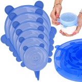 Set 6 capace vase gatit, Silicon, XS-XXL, Albastru
