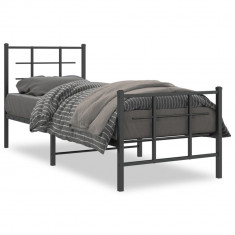 vidaXL Cadru pat metalic cu tăblii de cap/picioare, negru, 80x200 cm