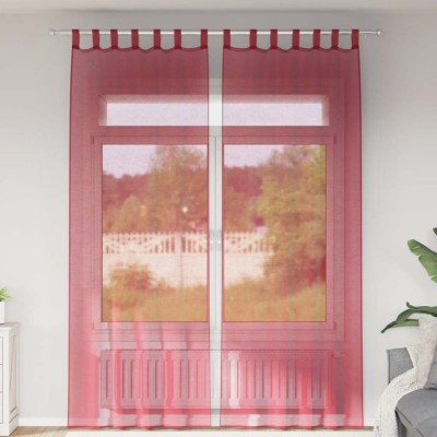 Perdele Voile cu Bucle 2 buc Roșu Vin 140x260 cm foto