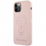 Husa TPU Karl Lagerfeld pentru Apple iPhone 12 Pro Max, Iconic Outline Tone on Tone, Roz KLHCP12LSILTTPI