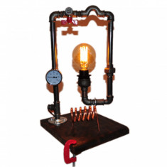 lampa suport lemn steampunkdesigncj, lampa steampunk, corp de iluminat foto