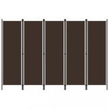 VidaXL Paravan de cameră cu 5 panouri, maro, 250 x 180 cm